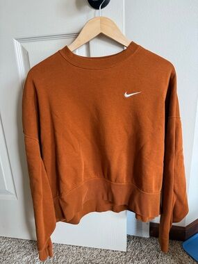 Nike Women's Cropped Phoenix Crewneck Sweatshirt - Rust Orange